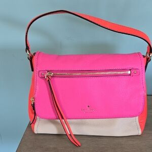 kate spade Pink, Orange & Cream Colorblock Leather Shoulder Bag